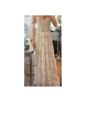 Patrizia Pepe Cream Floral Maxi Dress with Thin Straps